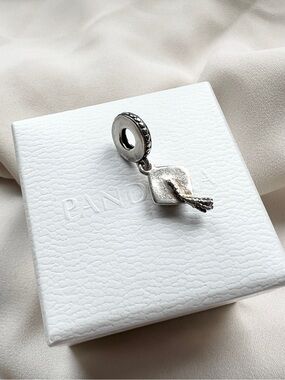 PANDORA GRADUATION CAP DANGLE CHARM LARGE SILVER